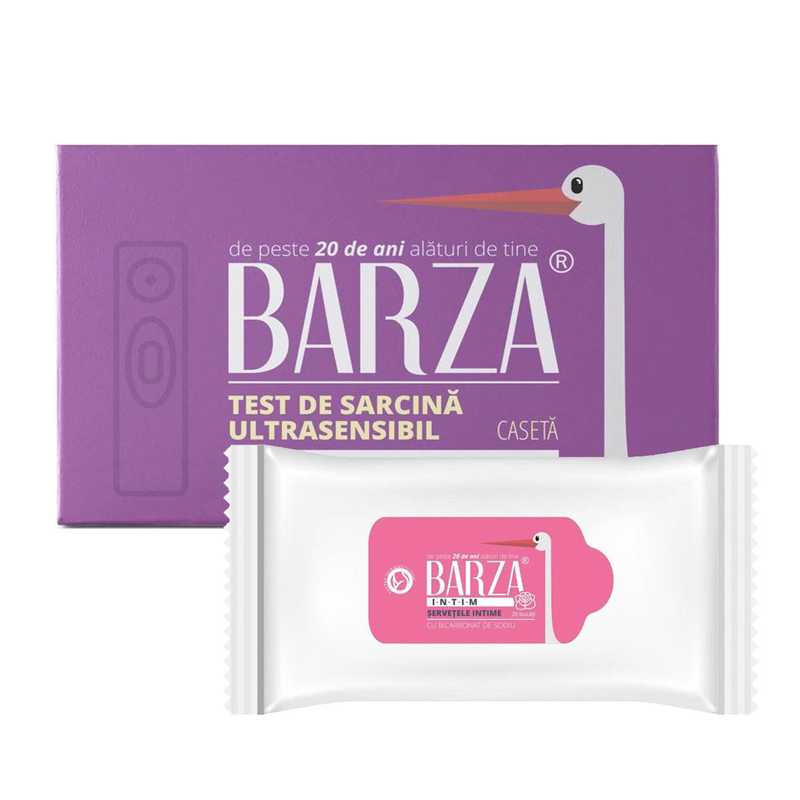 BARZA Card Ultra Sensitive, Pachet test sarcina + servetele Intime infant-ro