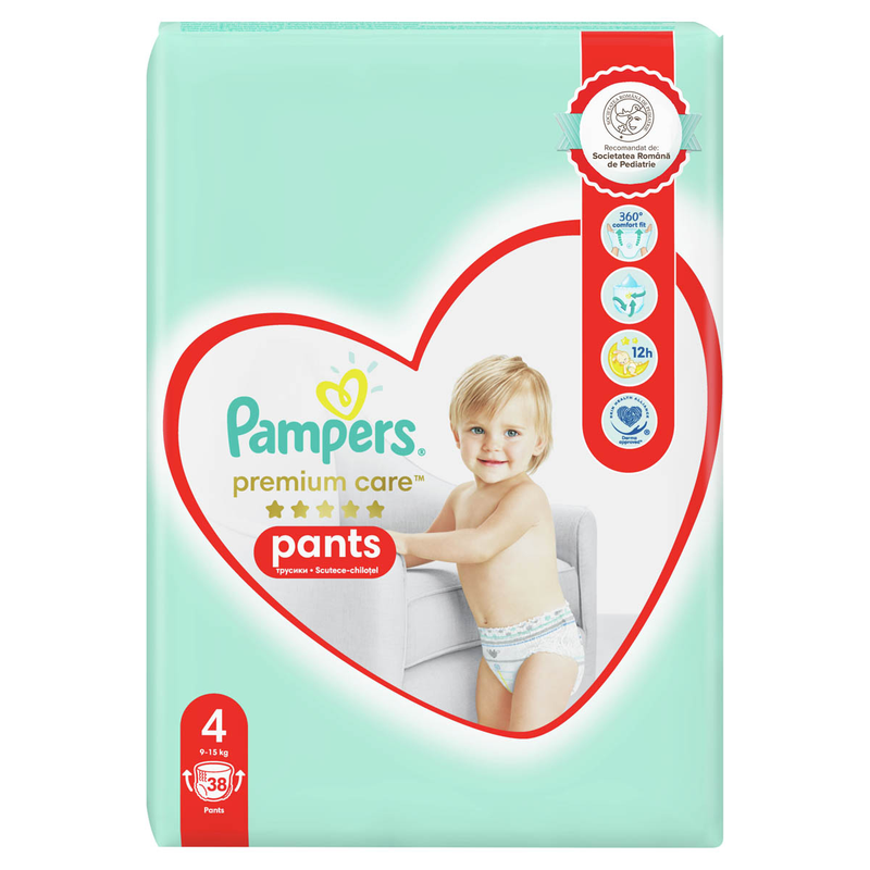 Scutece-chilotel Pampers Premium Care Pants, 9-15 kg, Marime Nr.4 infant-ro
