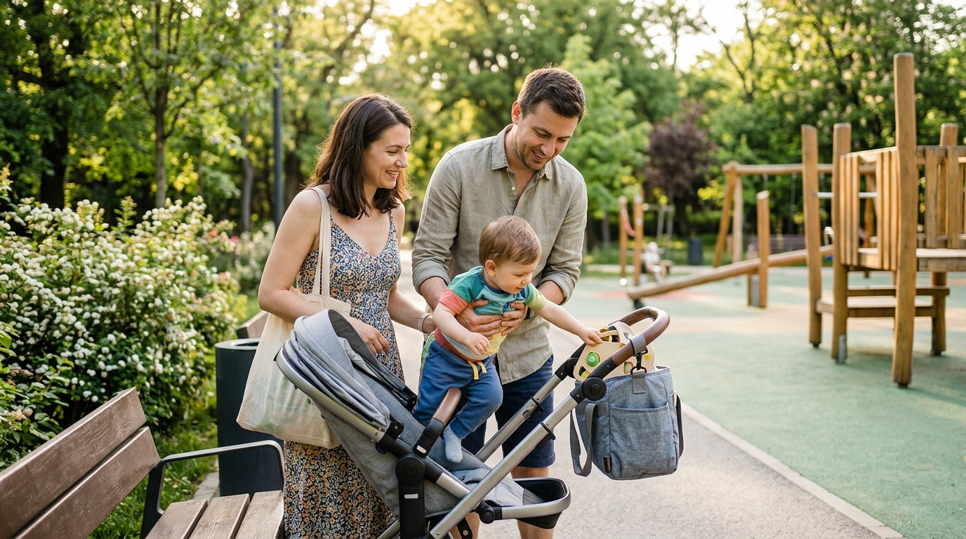 Familie cu copil în parc, tendințe parenting 2026