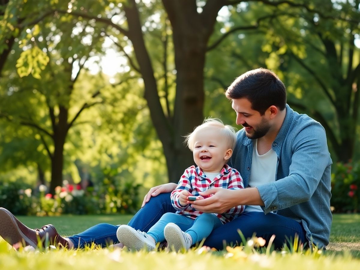 părinte și copil se joacă în parc