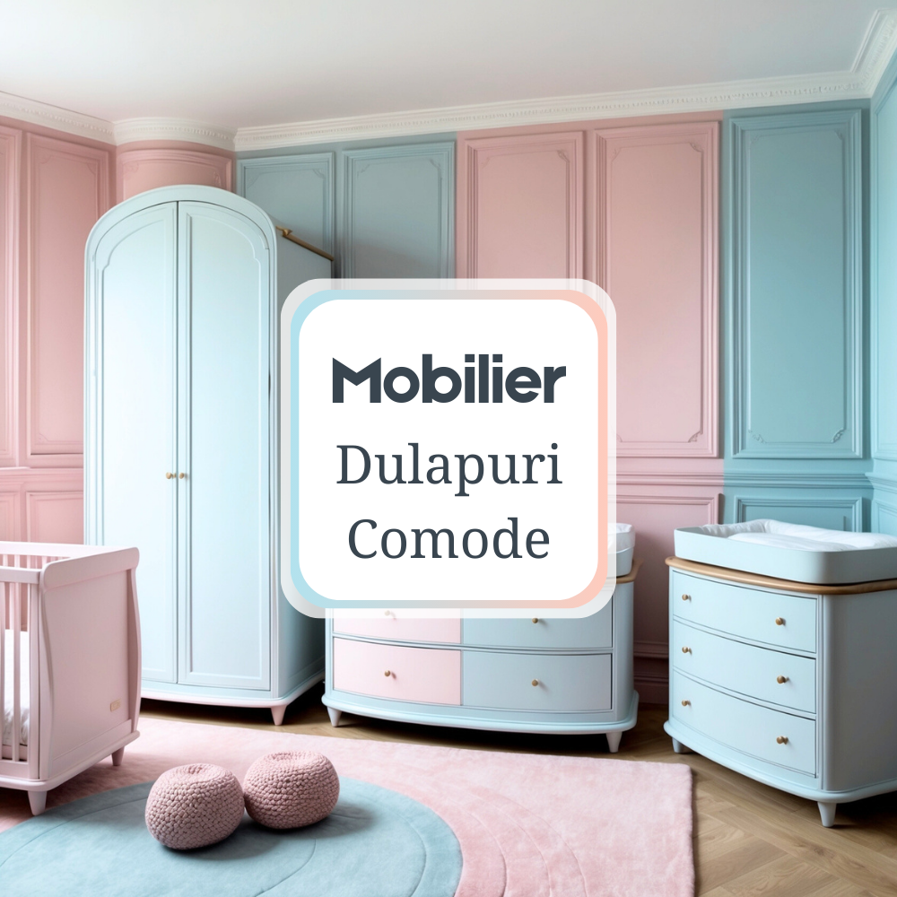 Dulapuri și Comode, Mobilier elegant și funcțional în culori pastelate pentru camera copilului