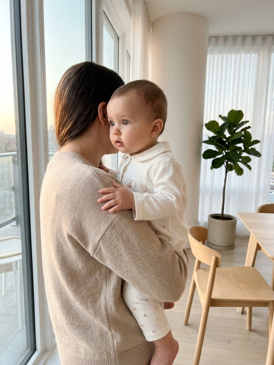 Set cămașă și pantaloni bebe cu perle Babymix 3-6 Luni [ps:053a0877-b928-495f-813a-bb02e264a9c0]