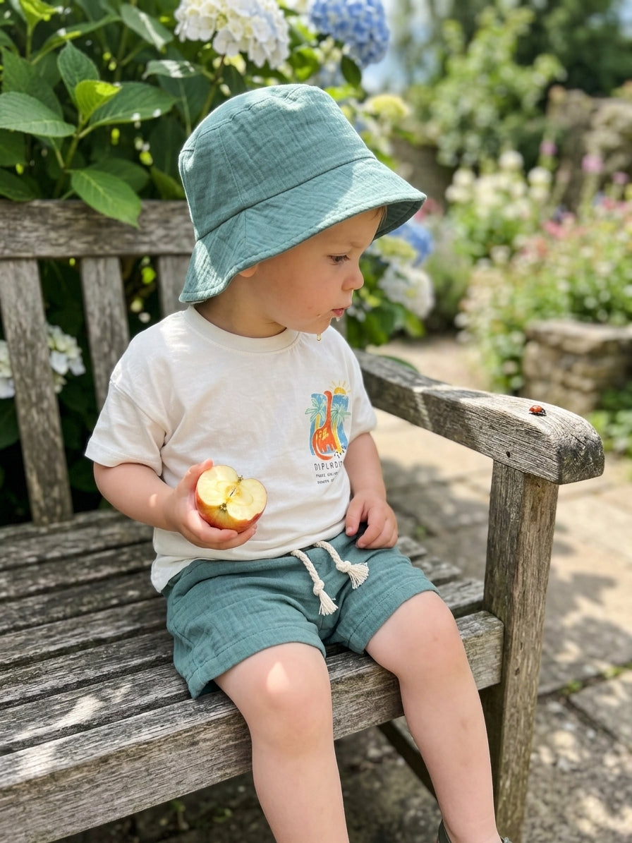 Set vară băieți Trolly Kids: tricou dinozaur, pantaloni si palarie 1 AN [ps:9ff1c1e4-fe31-4fca-ae4a-4b1fd3d05d8c]