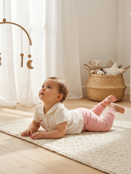 Set cămașă și pantaloni BabyM cu iepuraș brodat 6-9 Luni [ps:d584ceef-abe0-40ad-affa-a9879a30a267]