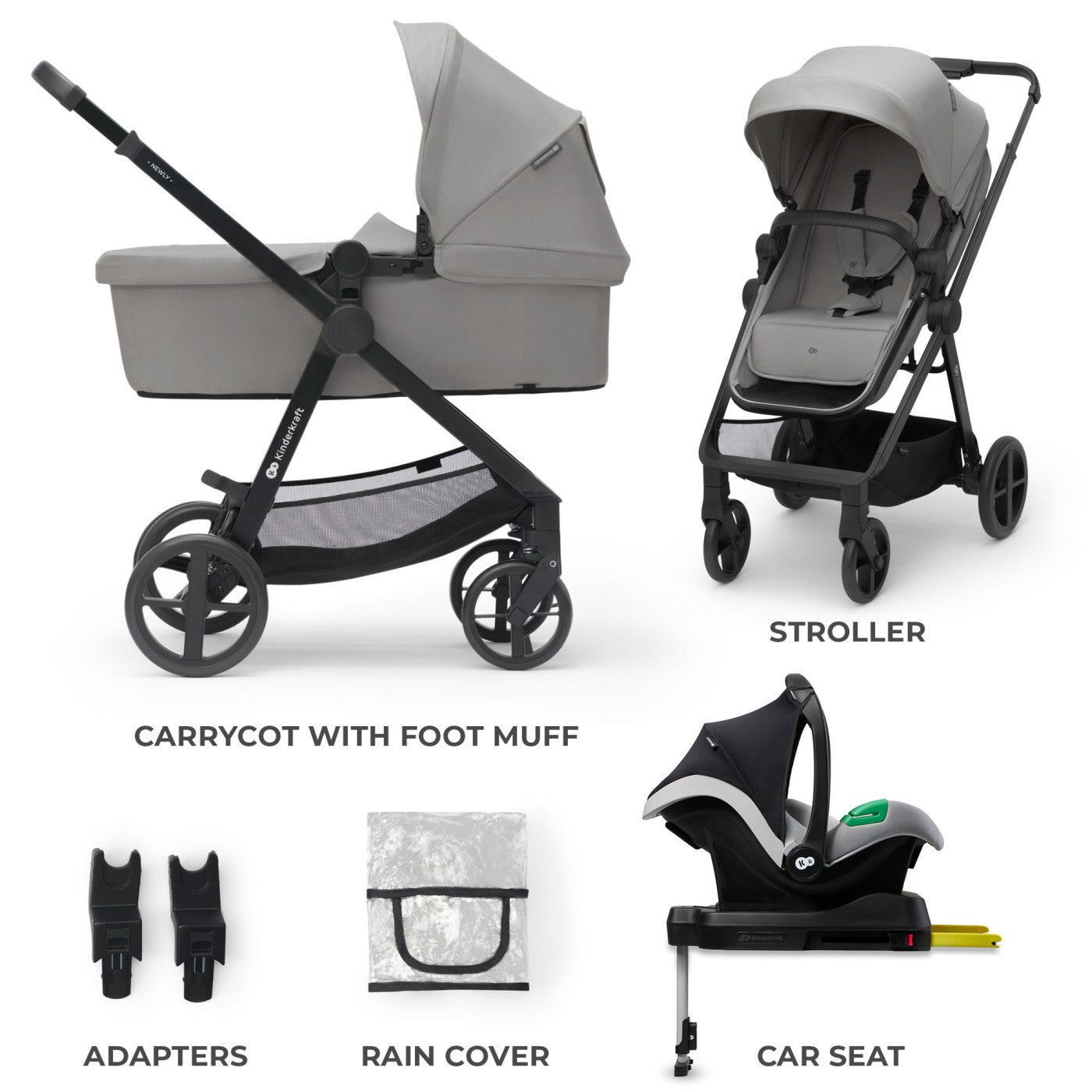 CARUCIOR KINDERKRAFT NEWLY, 4 IN 1, MOONLIGHT GREY - Gri Deschis [ps:34cbd692-a7bb-4bde-8127-32831ff80e62]