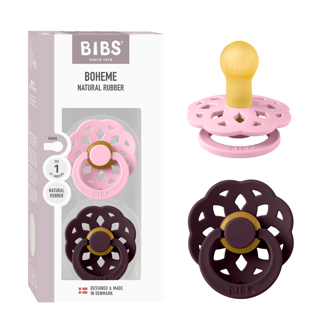 Set 2 Suzete BIBS Boheme Latex, Tetină Rotundă, 0 luni - Baby Pink/Plum (1) [ps:c9b1980b-2880-4aa8-b66e-b6a2d4779c4b]