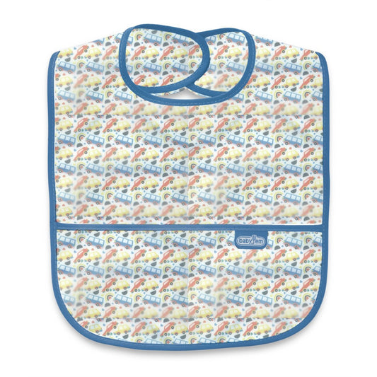 Baveta cu 2 fete si buzunar , BabyJem, 24x35 cm - Bleu [ps:41975e63-b43a-41c5-bc3d-2151152e5d0c]