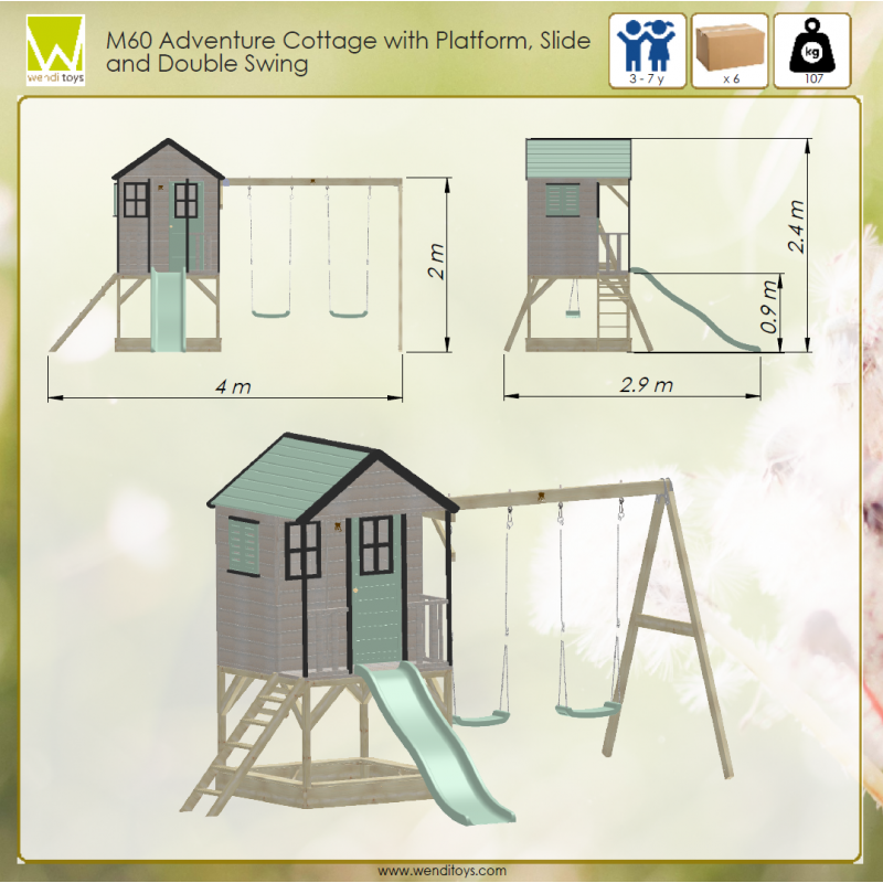 Casuta de gradina Pastel Green Adventure Cottage cu - Imagine 1