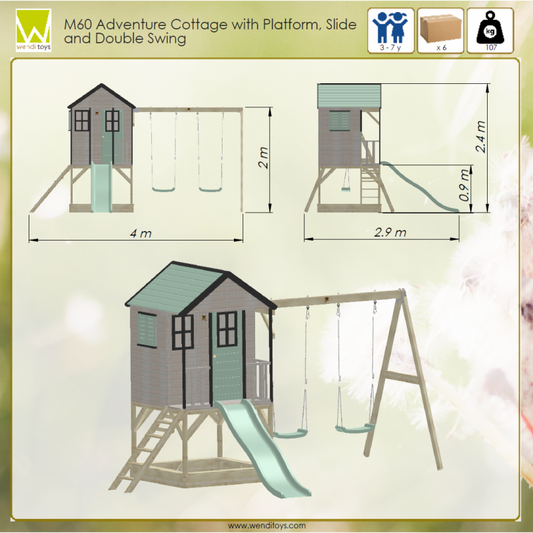 Casuta de gradina Pastel Green Adventure Cottage cu - Imagine 1