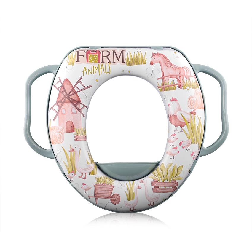 Reductor Toaletă Moale cu Manere Lorelli, Princess Pink - Farm green (1) [ps:b1a7e1d8-7bc6-4001-98bf-94e07991b76c]