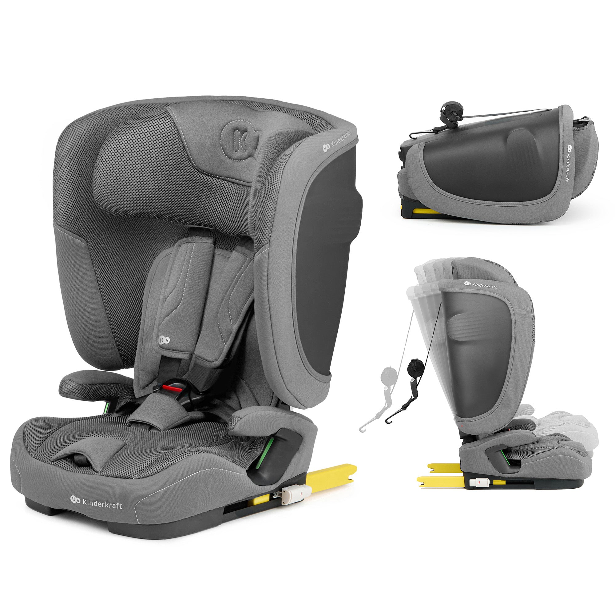 SCAUN AUTO KINDERKRAFT FIX2GO 76-150 CM, GREY - Gri