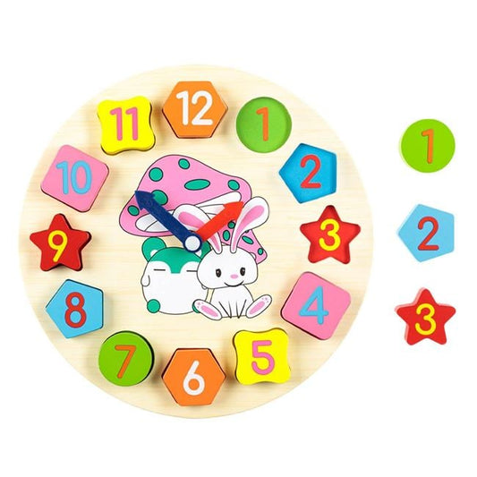 Puzzle Lemn Ceas Animale Jumbo, 12 piese - 25cm - Default Title (1) [ps:d0ce6ef3-e148-49ec-80d5-c1090f858381]