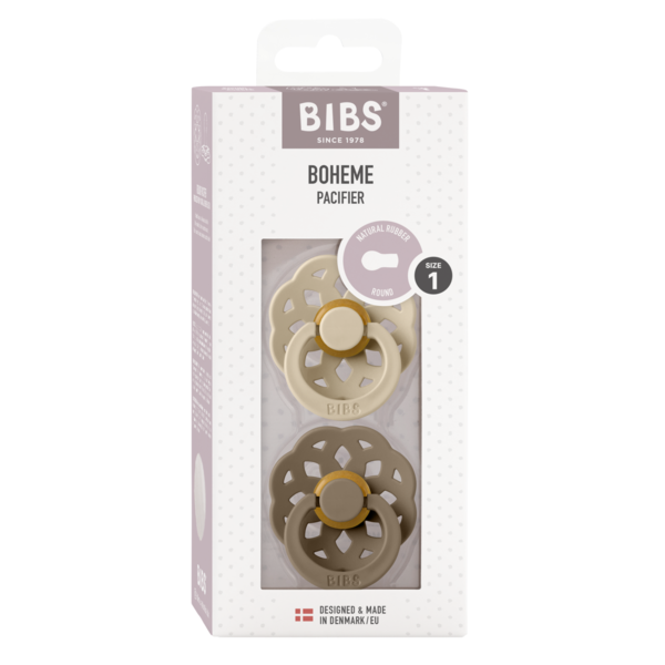 Set 2 Suzete BIBS Boheme Latex, Tetină Rotundă, 0 luni - Vanilla/Dark Oak (1) [ps:bfa01c45-f6b8-4736-b4da-de9b04a87d10]