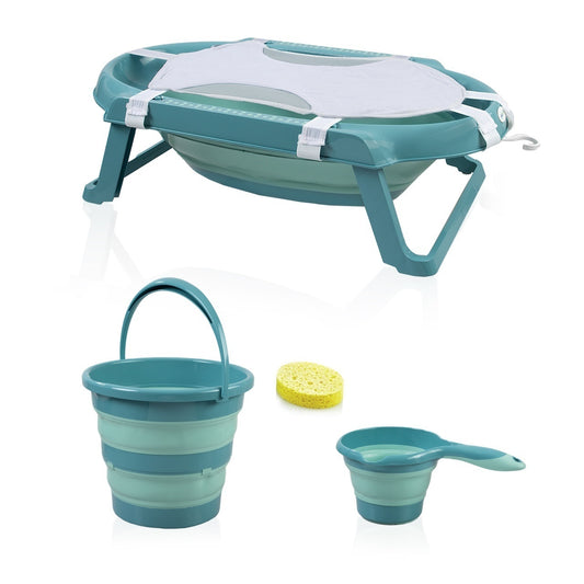 Set cadita pliabila de baie Babyjem, 5 piese, turcoaz - Turcoaz