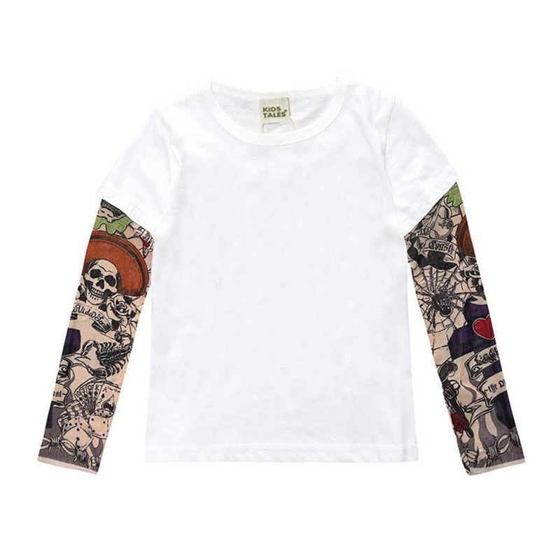 Tricou copii alb cu tatuaj Drool (Marime: 90, Model: Model C) [ps:25e3ca44-2f4c-4f09-97cb-117a13ebdf15]