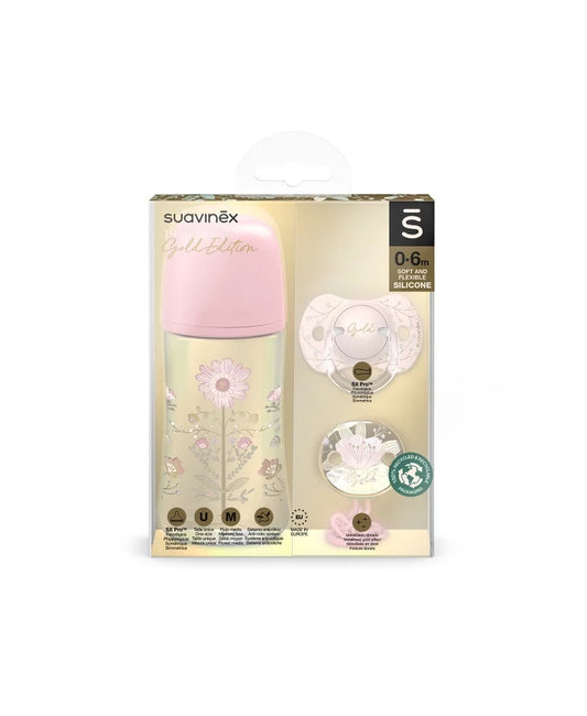 Set biberon 270ml + suzetă 0-6m + lănțișor Roz Gold - Roz [ps:e6c7d456-3f18-4eba-8a48-91fed3173b19]