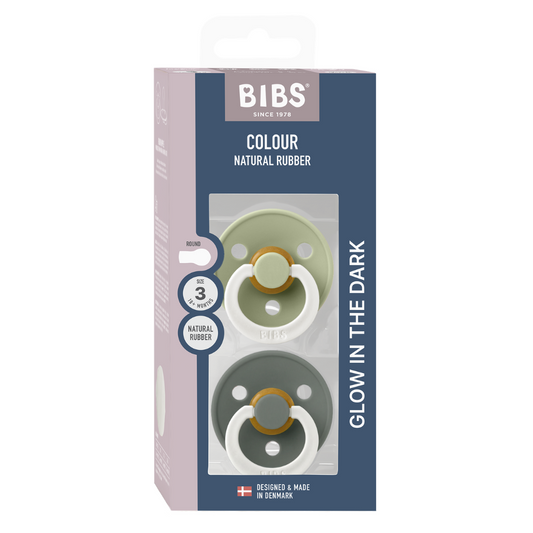 Set 2 Suzete BIBS Colour Glow Latex, Rotunde, 18 luni - Sage (1) [ps:2e886b2a-4492-403c-b147-23c597ae61d3]