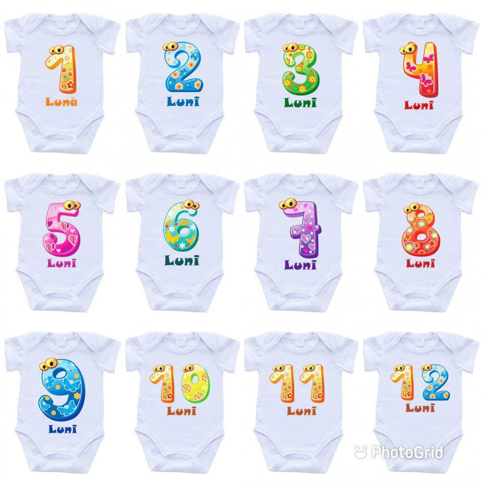 Set 12 body-uri cu lunile bebelusului Drool - Imagine 1 [ps:dec0f299-4949-4a6d-8f86-b7845f51febe]