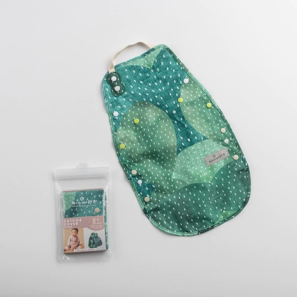 Baveta bebelusi 2 in 1 Miniware Catch & Cover, Prickly Pear - Imagine 1 [ps:64069dde-3217-49be-9886-dfb956a3c71d]