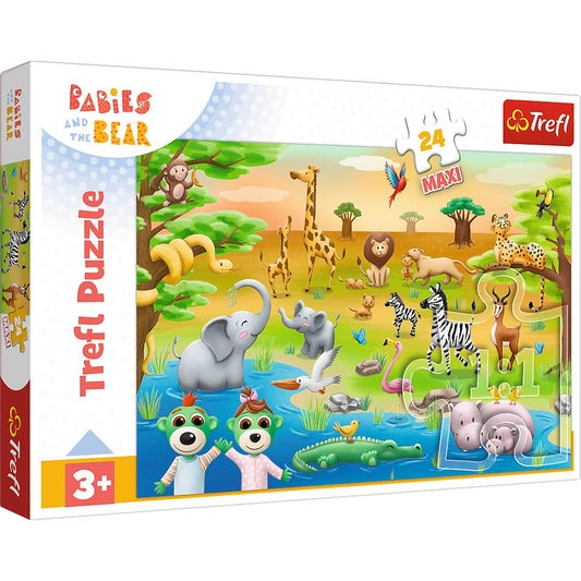 PUZZLE TREFL 24 MAXI BABIES AND THE BEAR SAFARI - Imagine 1 [ps:2c361e86-29d9-438a-a81d-3ac7b72fa18f]