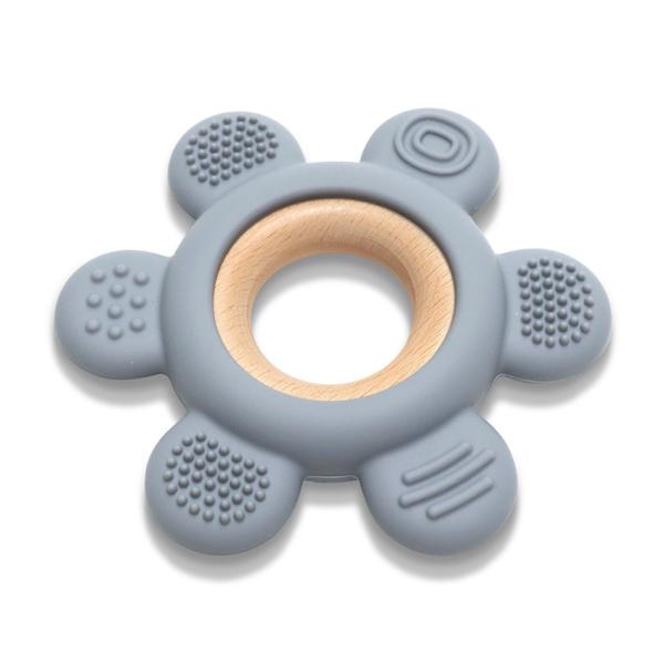Jucărie Dentiție Lorelli Flower, Silicon și Lemn, Verde - Grey (1) [ps:44fe378c-bb01-4a5e-9c42-0759d94ecb88]