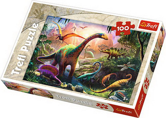PUZZLE TREFL 100 PE TARAMUL DINOZAURILOR - Imagine 1 [ps:85c046bd-a7fe-4ba2-8340-95900857d907]