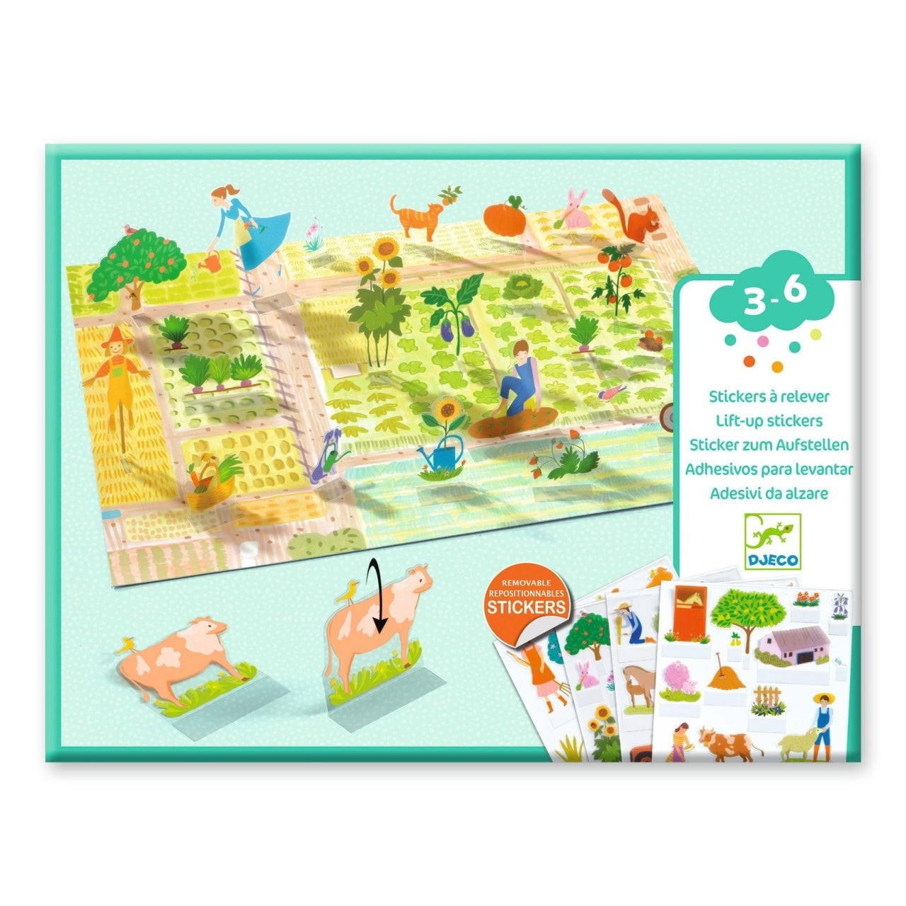 Set creativ de stickere reutilizabile Ferma, Djeco - Imagine 1 [ps:70ba21be-335b-4edc-9750-7d4b96b74e11]