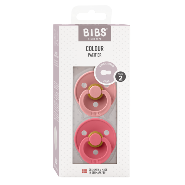 Set 2 Suzete BIBS Colour Latex, Rotunde, 6 luni - Dusty Pink - Dusty Pink/Coral (1) [ps:9fbdd51c-0894-4166-bb2d-00f357b03969]