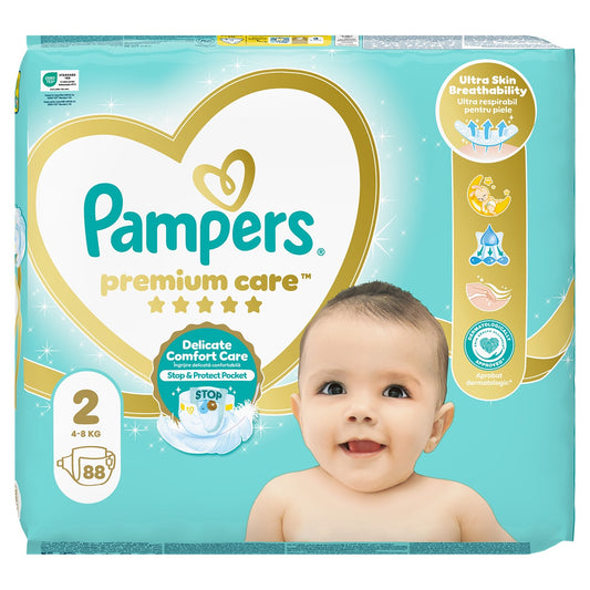 PAMPERS Premium Care, scutece, 4-8 kg, marime 2, Jumbo - Imagine 1