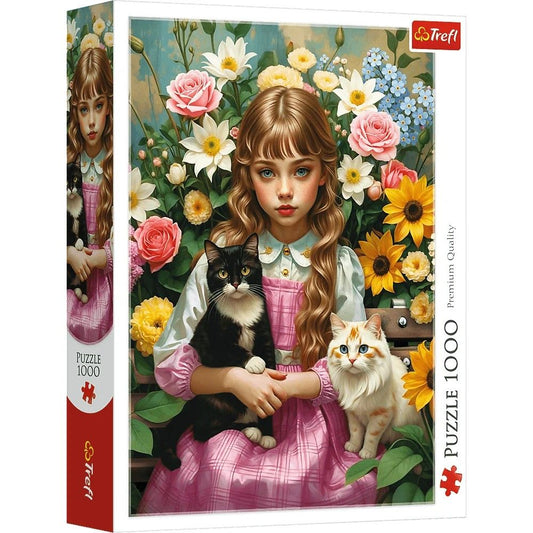 PUZZLE TREFL 1000 FATA CU PISICI - Imagine 1 [ps:cccc2499-4444-4790-af9a-b42e6a0fa1a4]