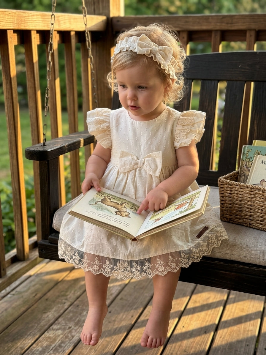 Rochie bej cu dantelă și fundă Mante 6-9 Luni INFANT - 6-9 Luni (1) [ps:3d795d74-ec8e-4857-b8eb-3e07d85af641]