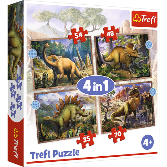 PUZZLE TREFL 4IN1 DINOZAURII INTERESANTI - Imagine 1 [ps:9f0abe27-09eb-4c2c-93c3-dca64fda981a]