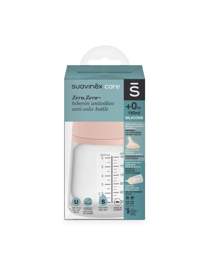 Biberon cu debit lent Zero Zero 180 ml Suavinex - Imagine 1 [ps:ff43175e-7300-48c9-95c2-0a2365c4a9ce]
