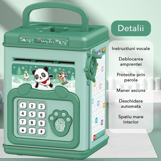 Pușculiță Electronică SMART BOX Flippy cu Amprentă, Roz - Verde (1) [ps:decc53b6-ff65-43c0-ae67-300f36f646c6]