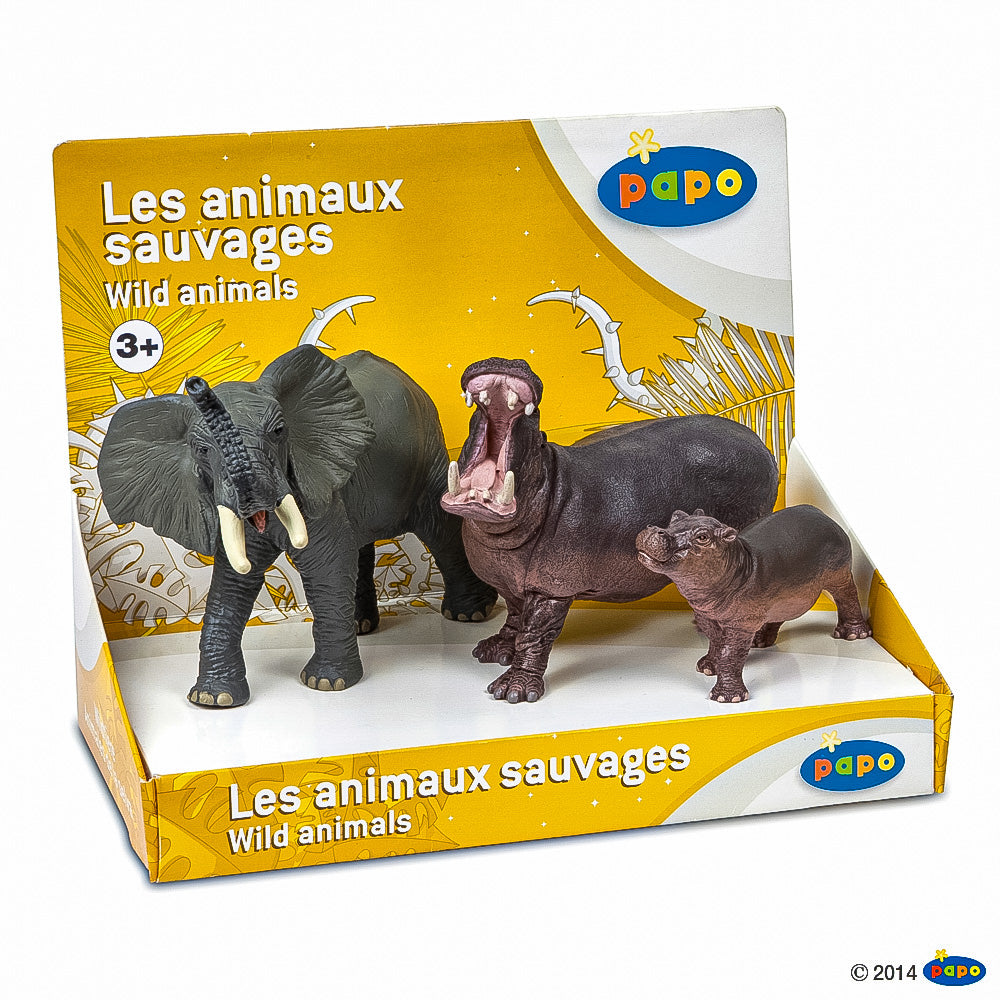 PAPO SET ANIMALE SALBATICE ELEFANT, HIPOPOTAM SI - Imagine 1 [ps:0c9ce1a3-852b-4db5-81bf-7f3e4885a331]