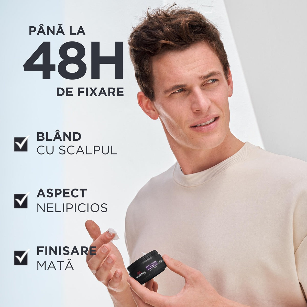 WELLAFLEX Men Dynamic Texture, ceara de par, mata, cu fixare ultra puternica, fixare: 5/5, 75 ml - 1 [ps:e3f3d137-5fe0-43dd-aa06-0e59a6382d8c]