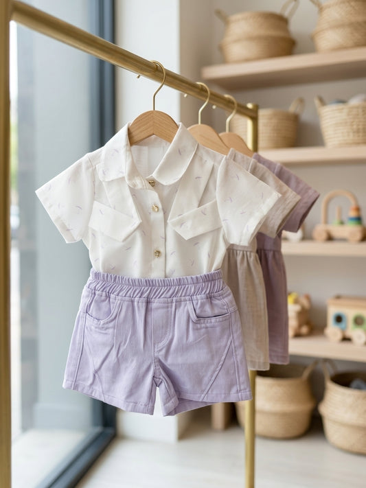 Set cămașă cu guler și pantaloni scurți, Aynur Bebe, 2-4 - 3 ANI (1) [ps:36715506-2eea-4df7-8ccc-ed10357f8641]
