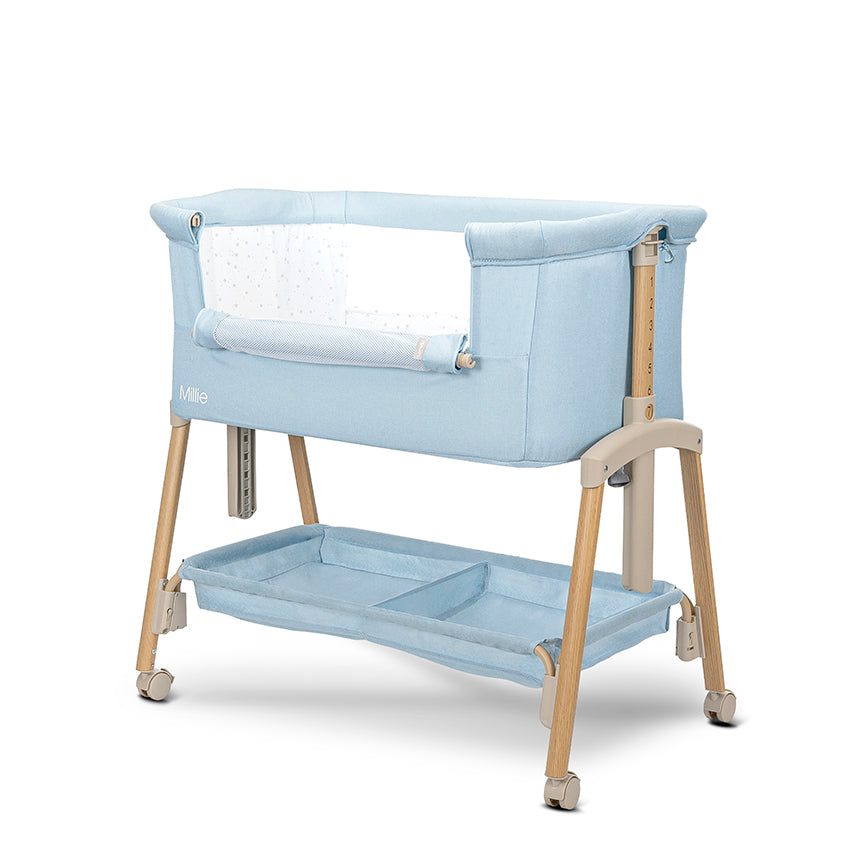 Patut pliabil, co-sleeper, Millie, 0 Luni+, max. 9 kg, inaltime reglabila 7 pozitii, sistem antireflux, plasa de tantari, saltea inclusa [ps:e5d6eabd-aded-43f1-93bf-06592b03c892]