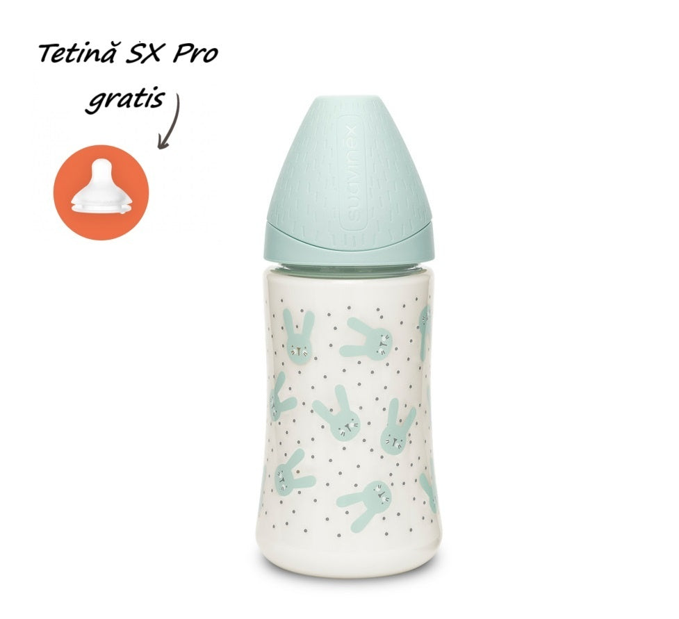 Biberon 270 ml cu tetină rotundă din silicon, 3 fluxuri, - Imagine 1 [ps:a47c207f-2ece-4029-a739-694121eac9c2]