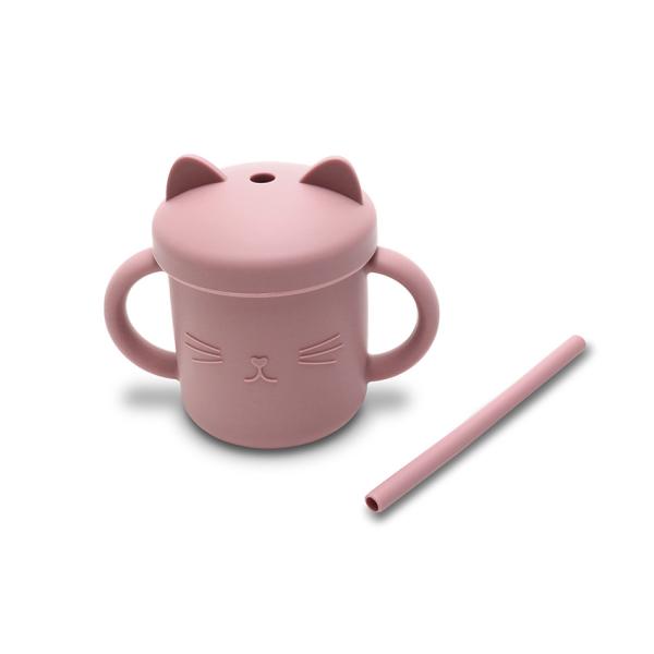 Cănuță Lorelli cu Manere și Pai, Silicon Natural, Fresh - Pink (1) [ps:5e5156f9-e51d-496c-abd0-78eb328572e2]