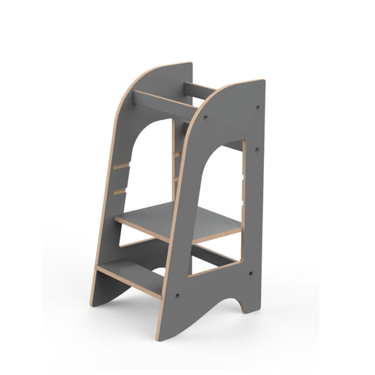 Turn de invatare MamaToyz Learning Tower din MDF, Gri - Imagine 1