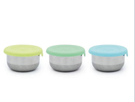 SET 3 RECIPIENTE MINI INOX CU CAPAC SILICON, MELII, BLEU - Imagine 1