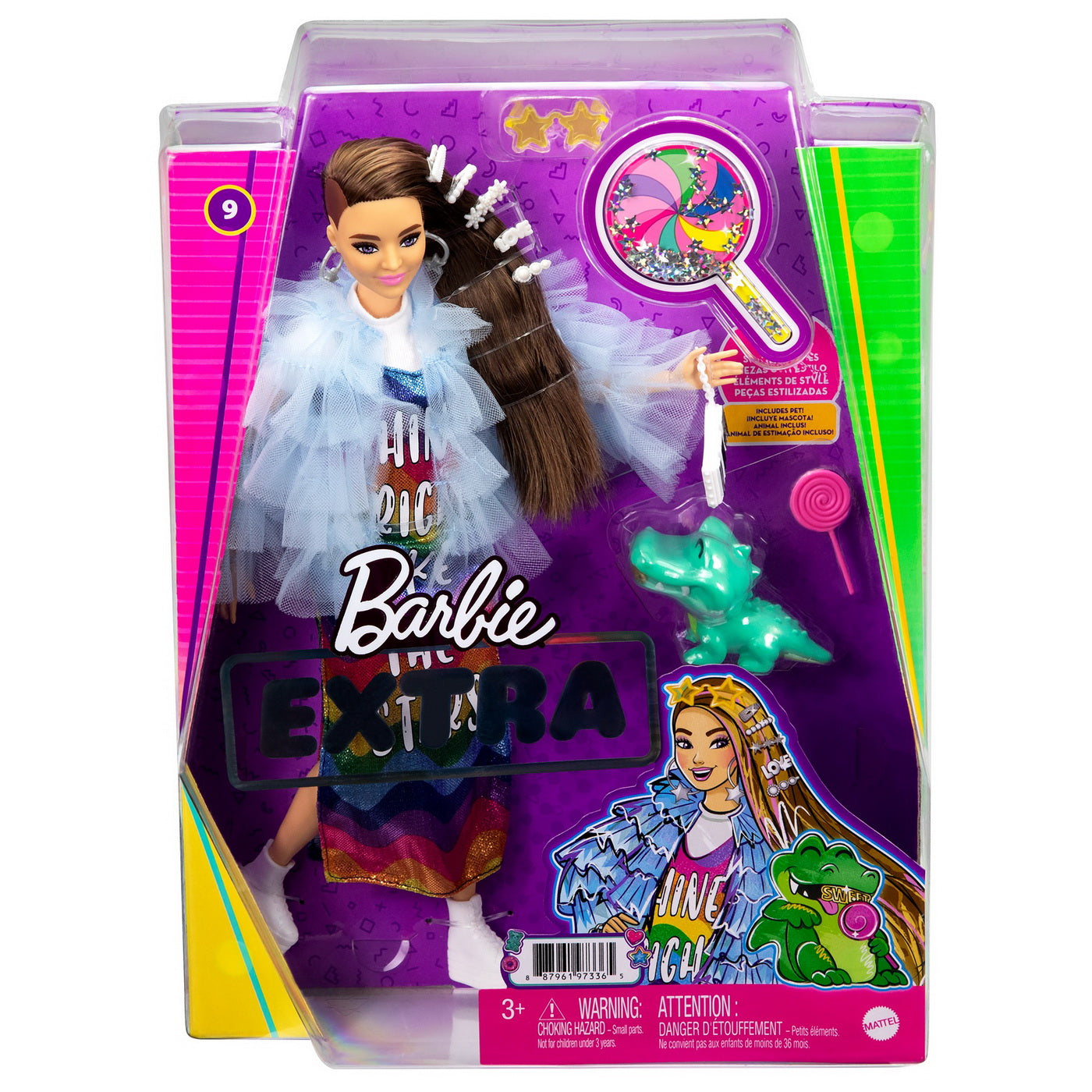 PAPUSA BARBIE EXTRA STYLE ROCHIE CURCUBEU Mattel - Imagine 1