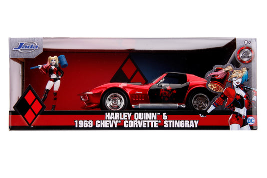 MASINUTA DIN METAL HARLEY QUINN 1969 CHEVY CORVETTE - Imagine 1 [ps:55d64262-6d03-4636-8041-b0551b053b88]