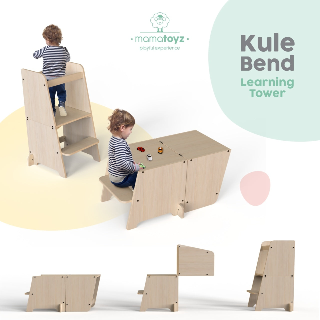 Turn de invatare multifunctional Kule Bend, Natur, MamaToyz - Imagine 1