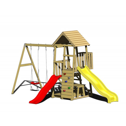 Turn de joaca cu 2 platforme, panou de catarare, 2 - Imagine 1 [ps:be89cc72-b2bd-4546-98be-5e5f76377af0]
