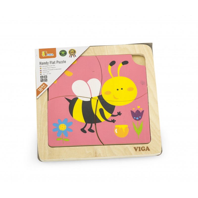 Puzzle din lemn din 4 piese mari - albina, Viga [ps:a89ec384-084a-482b-83f9-d2bf6abffb74]