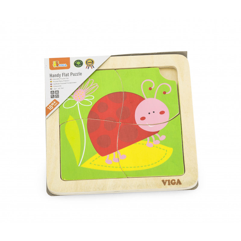 Puzzle din lemn din 4 piese mari, Buburuza, Viga [ps:f8376e47-fcea-42fa-b324-9273e0c1939f]