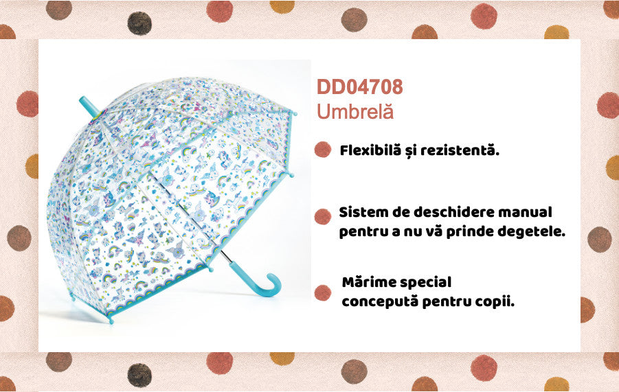 Umbrela pentru copii Unicorni, Djeco [ps:1981e4d3-da6b-4259-bc96-8a280bdbadb8]