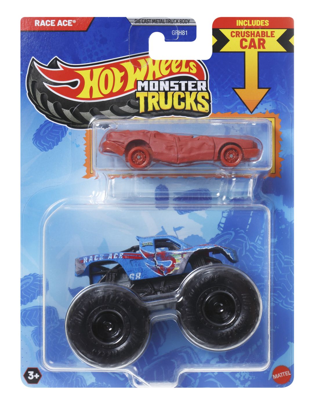 HOT WHEELS MONSTER TRUCK SI MASINUTA METALICA RACE ACE - Imagine 1